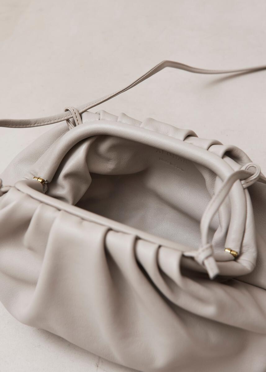 The D Stone Grey Leather Clutch