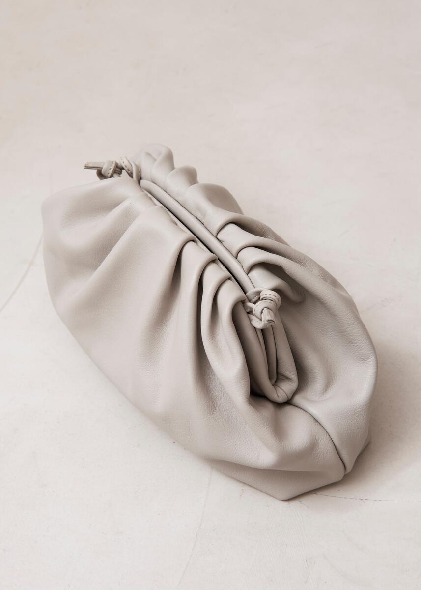 The D Stone Grey Leather Clutch