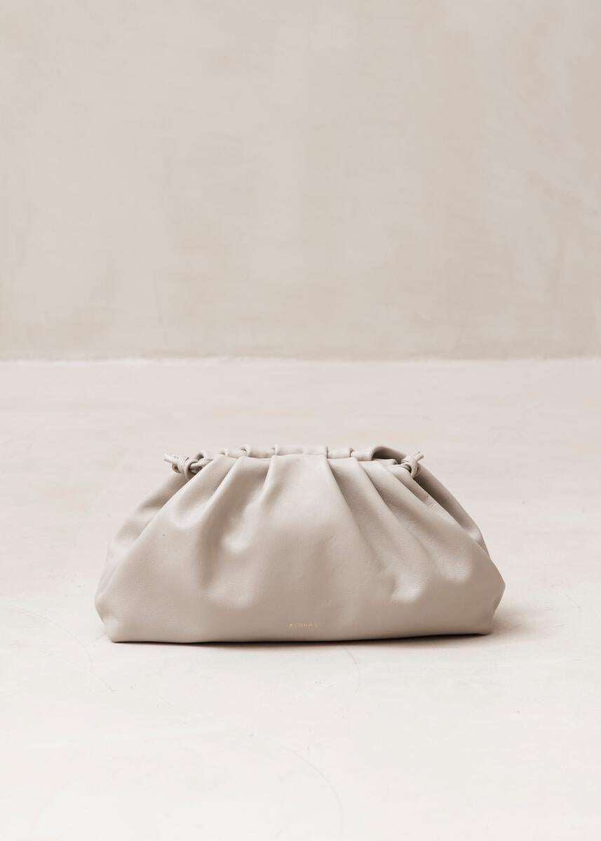 The D Stone Grey Leather Clutch