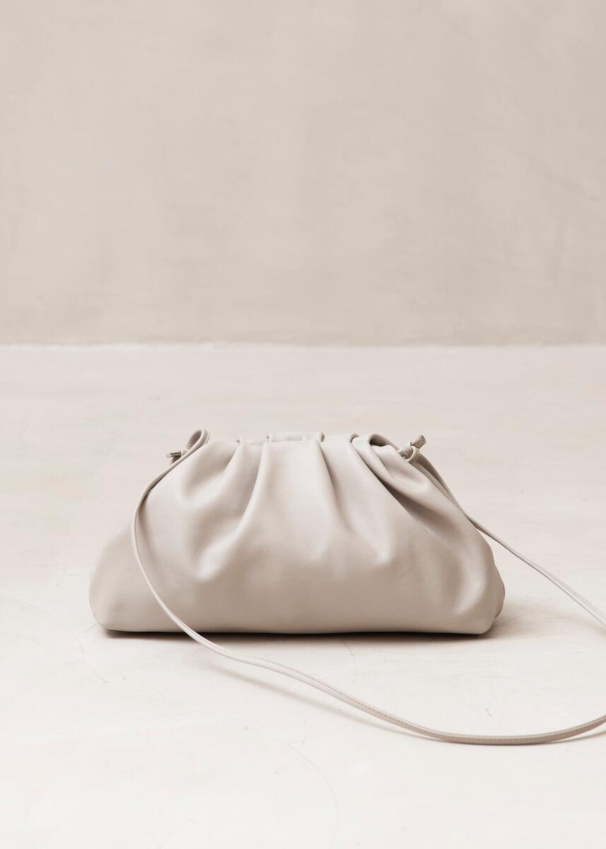 The D Stone Grey Leather Clutch