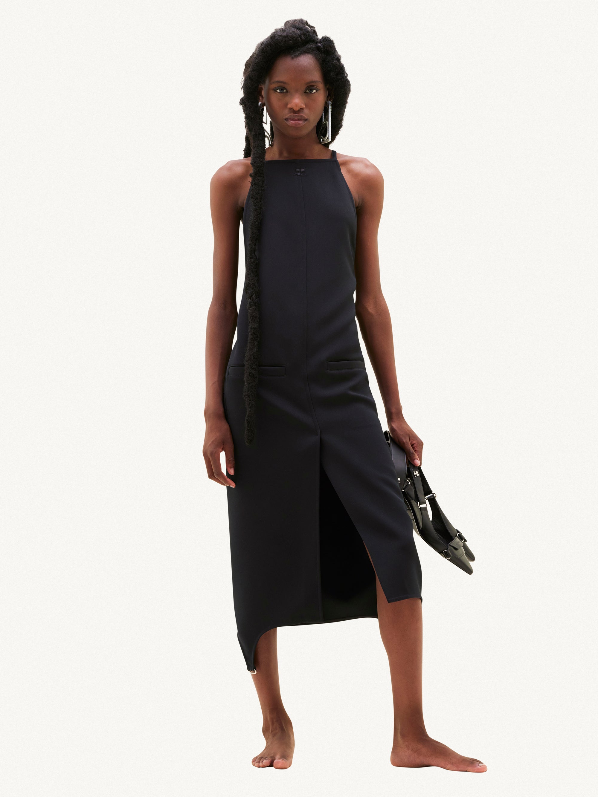 Twill Backless Suspenders Dress