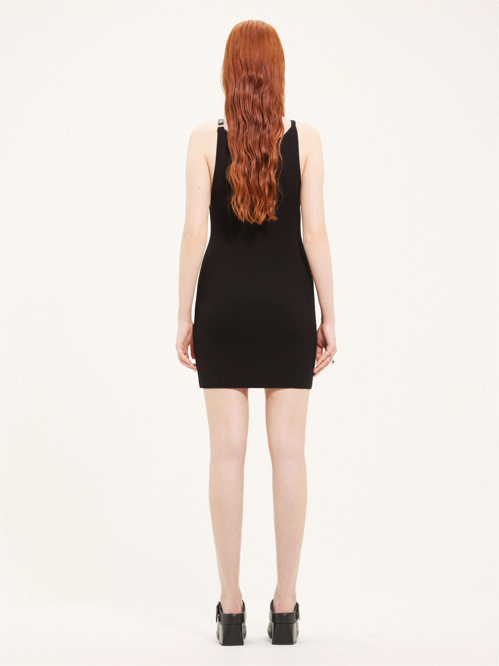 NECKLINE RIB KNIT DRESS
