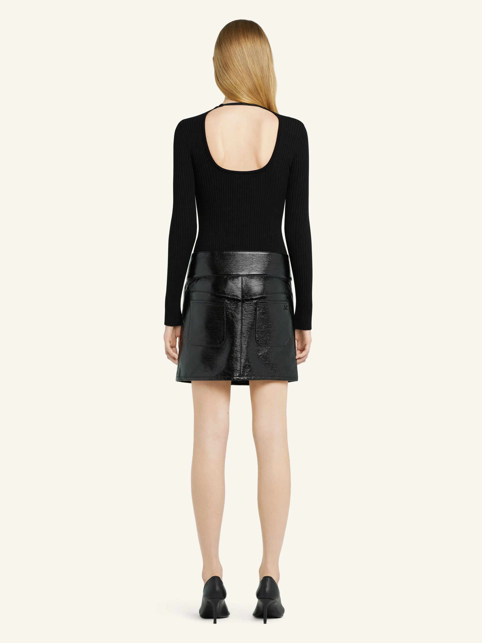 Belted Vinyl Mini Skirt
