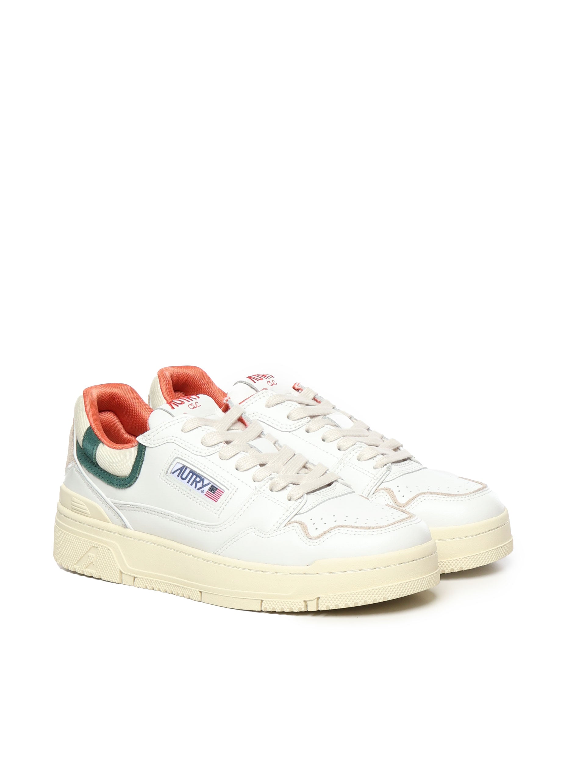 CLC LOW SNEAKERS IN WHITE LEATHER AND FOREST SUEDE