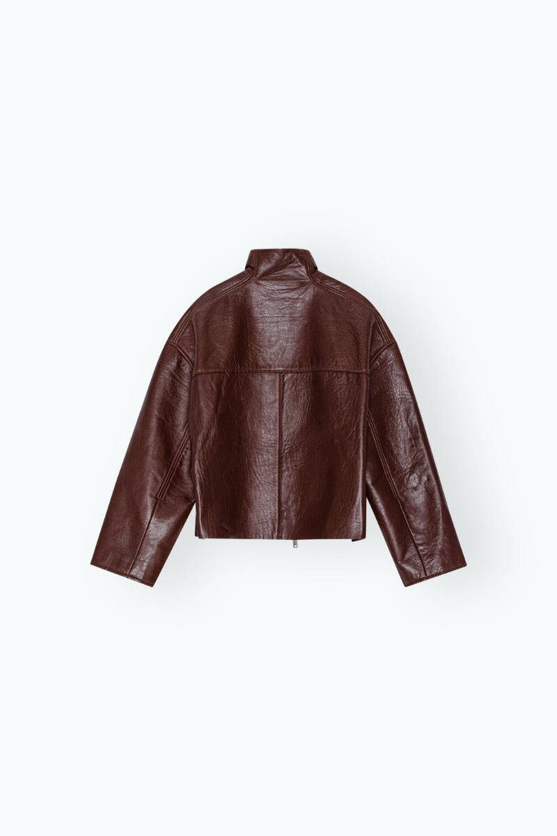 Bonded Leather Jacket Bordeaux