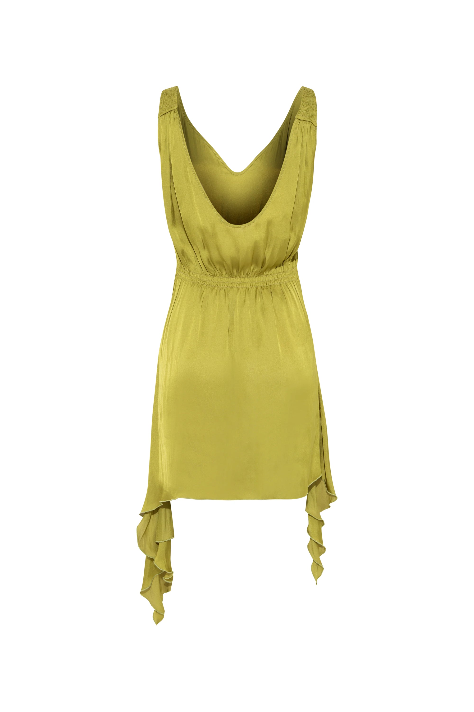 CLEMENS  Ruched mini dress with asymmetric hemline