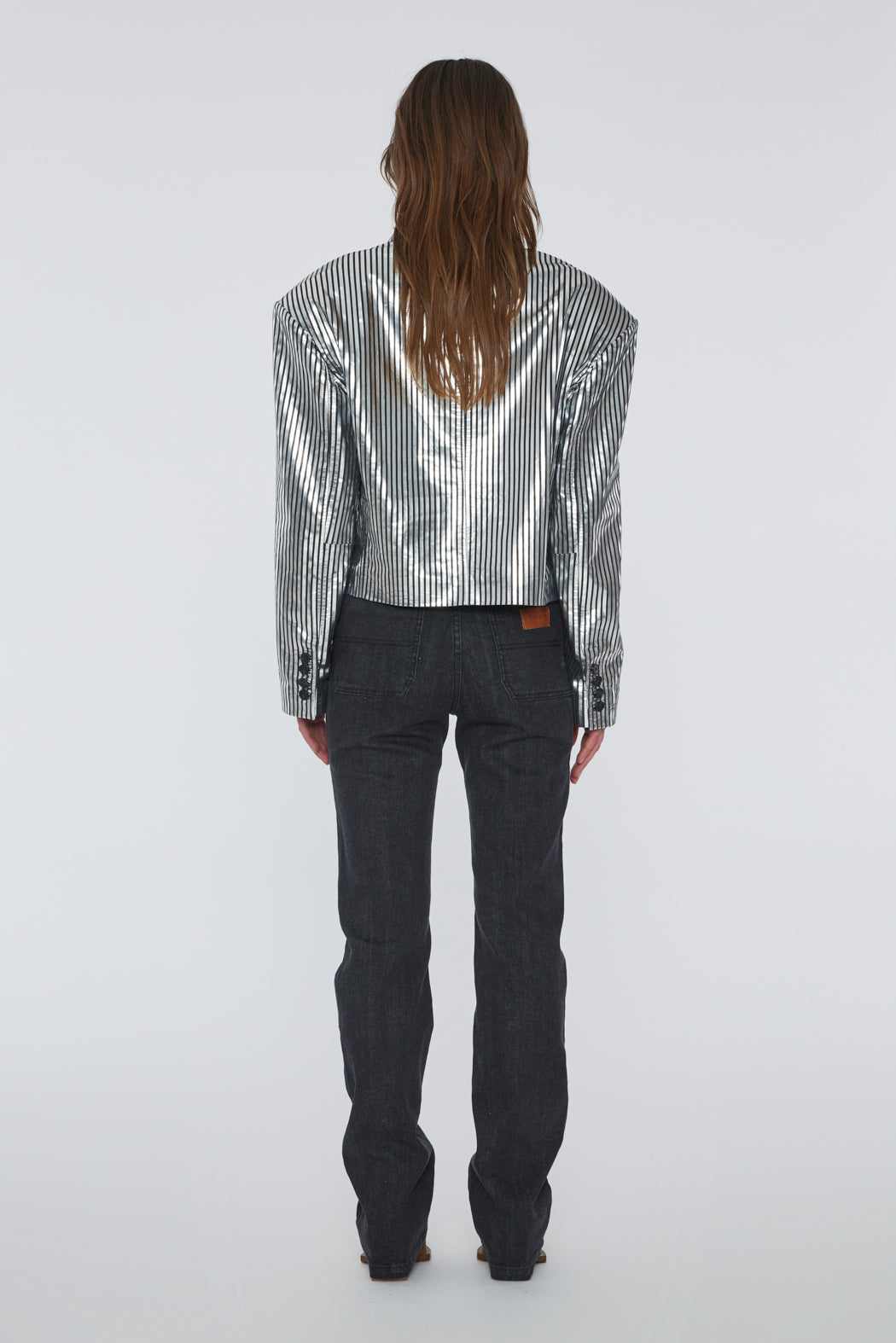 Skylar Striped Leather Blazer