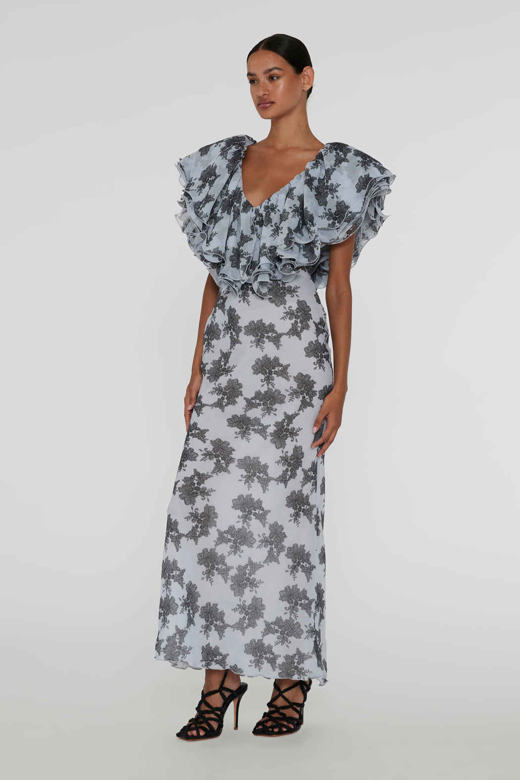 Chiffon Midi Ruffle Dress