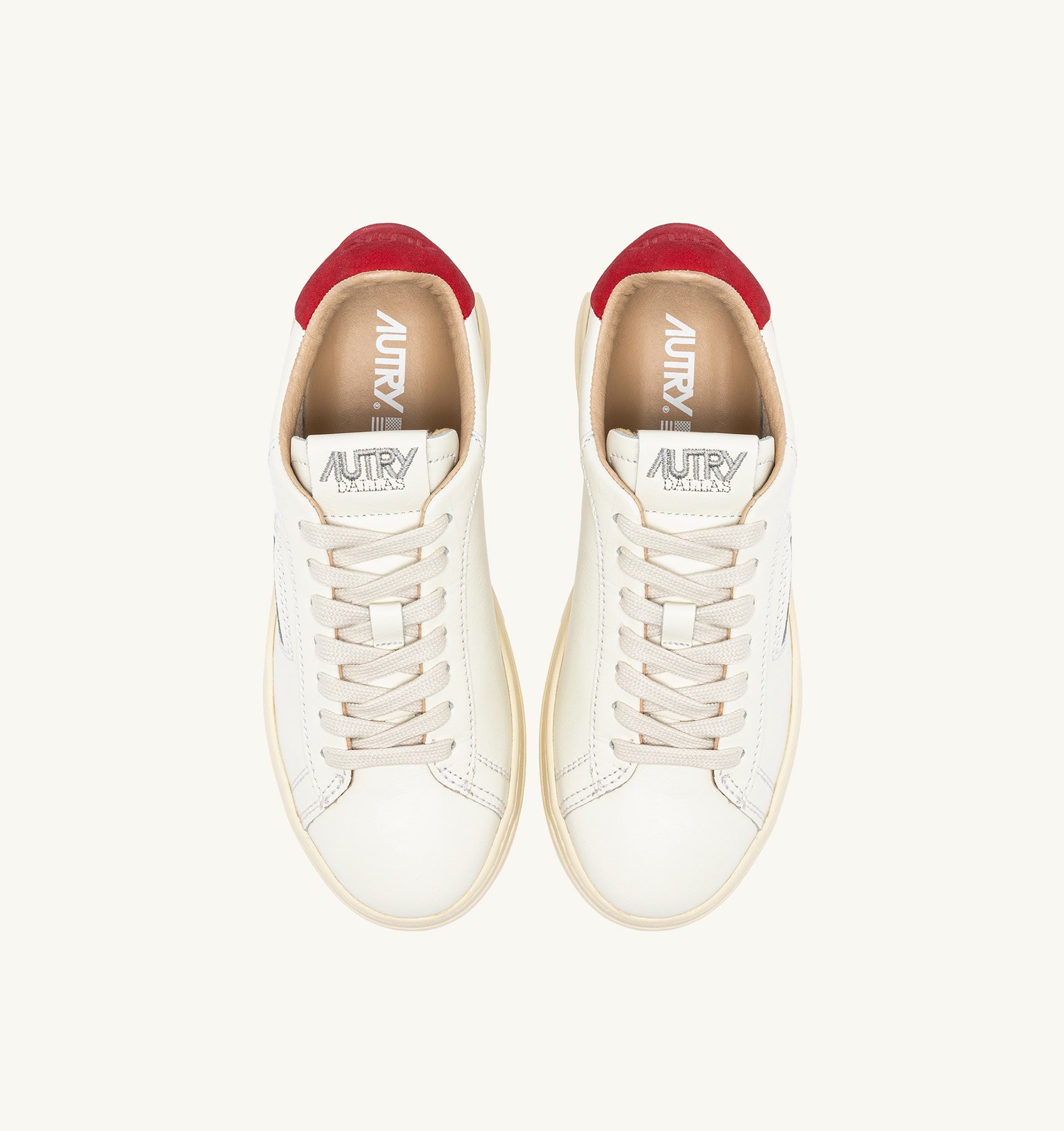 DALLAS LOW SNEAKERS IN WHITE AND RED LEATHER