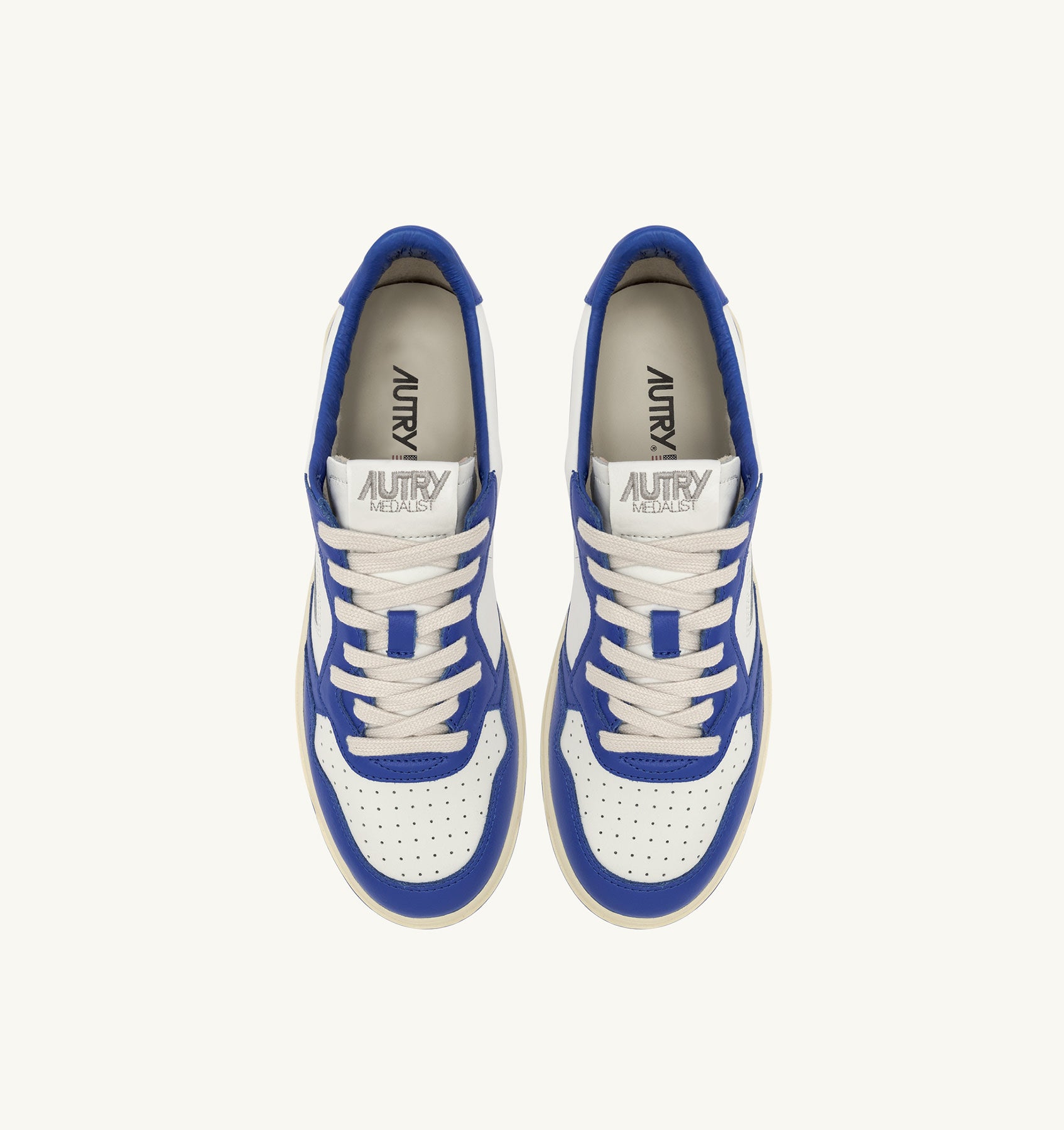 MEDALIST LOW SNEAKERS IN WHITE AND PALACE BLUE LEATHER WITH LETTERING