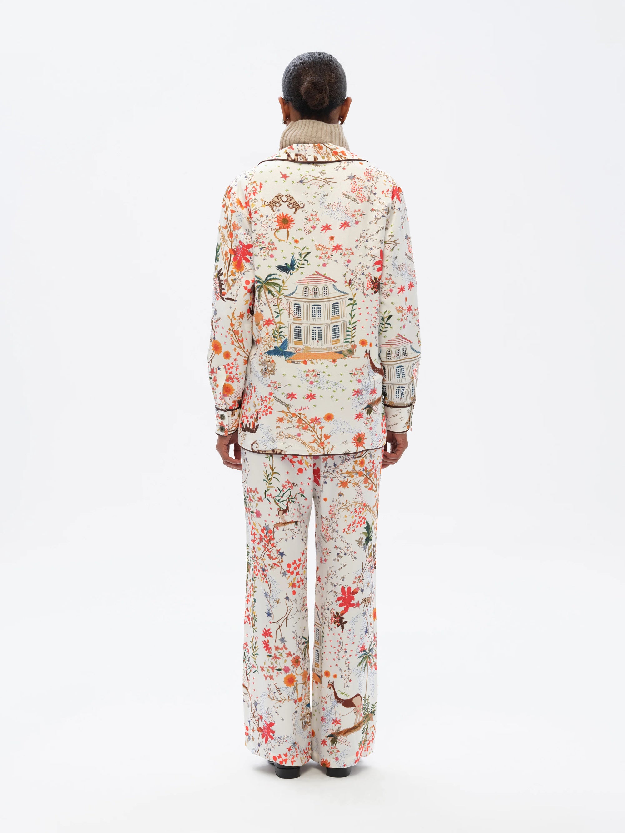 NEDI  Maison print straight-leg drawstring pants