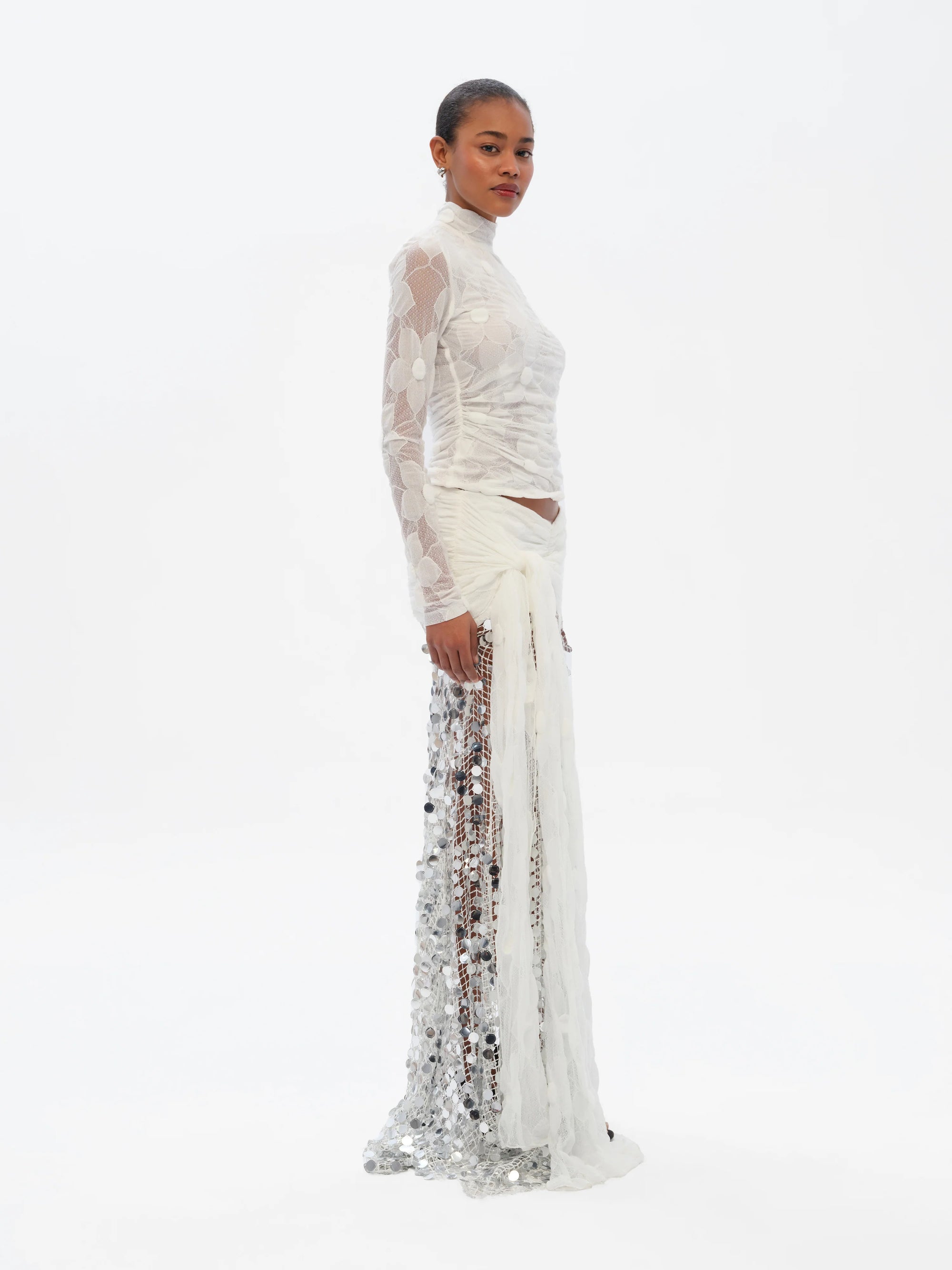 NIVES  Flower detailed mock neck top