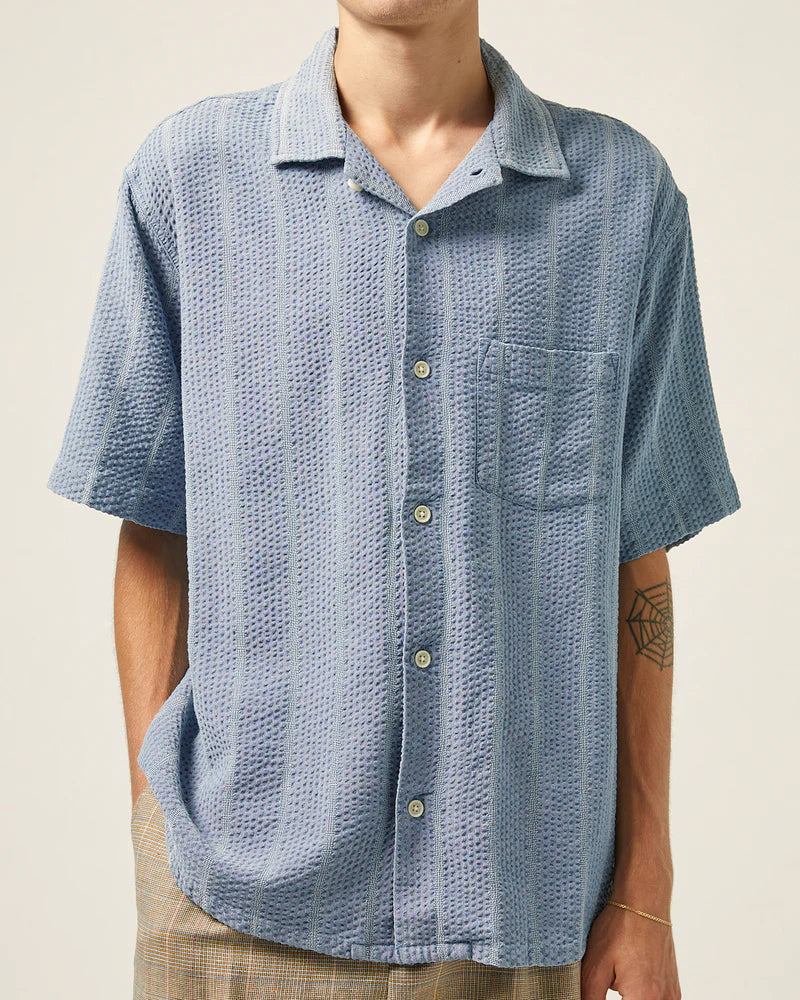 Striped Seersucker SS - Indigo