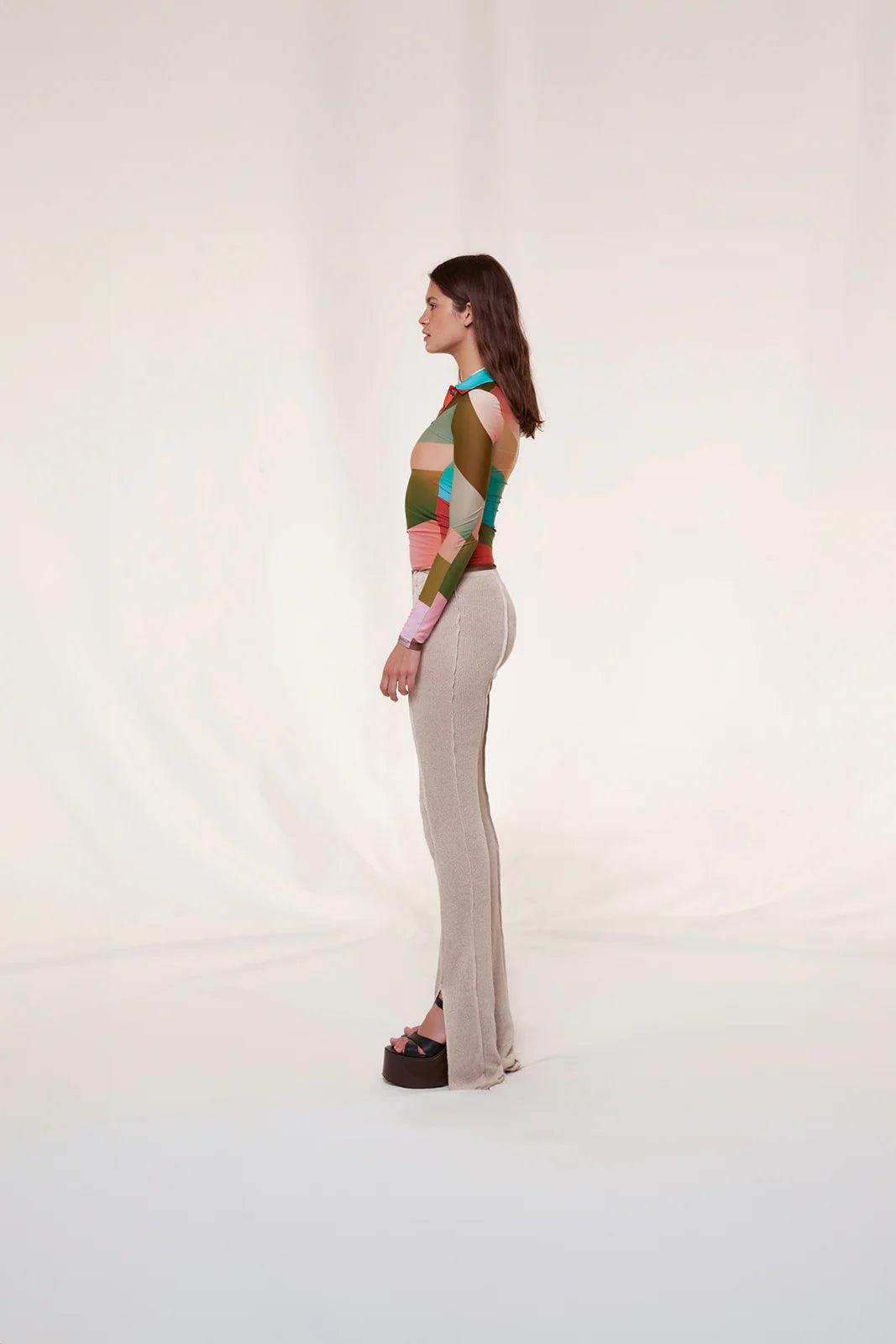 DUO - Sun-ray printed polo top