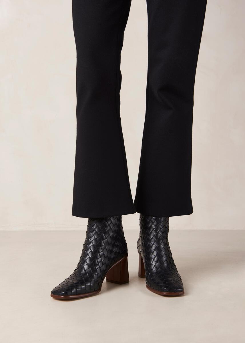West Black Braided Leather