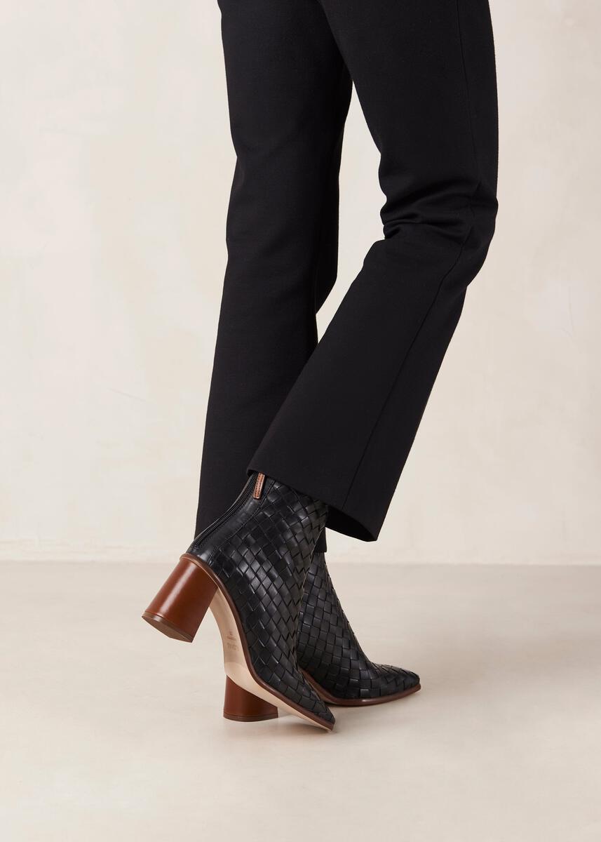 West Black Braided Leather