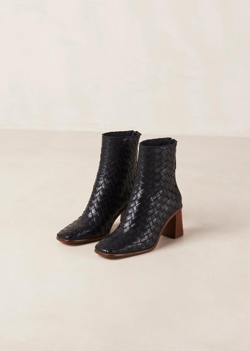 West Black Braided Leather