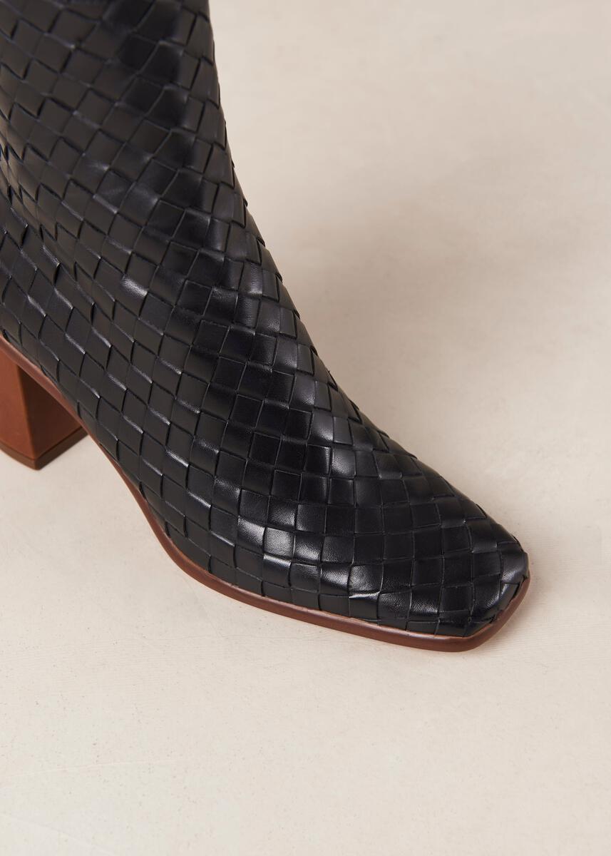 West Black Braided Leather