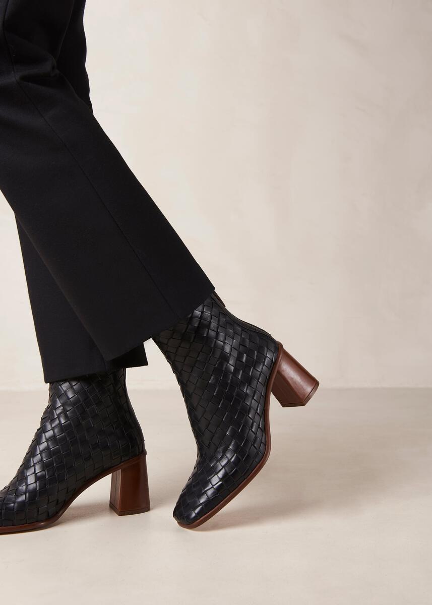 West Black Braided Leather