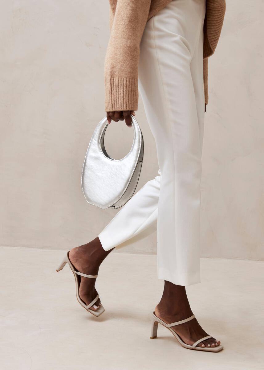 The O Shimmer Silver Leather Crossbody Bag