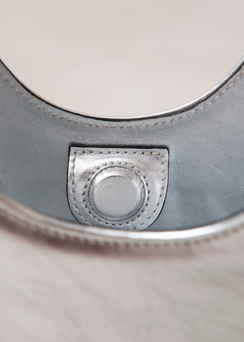 The O Shimmer Silver Leather Crossbody Bag