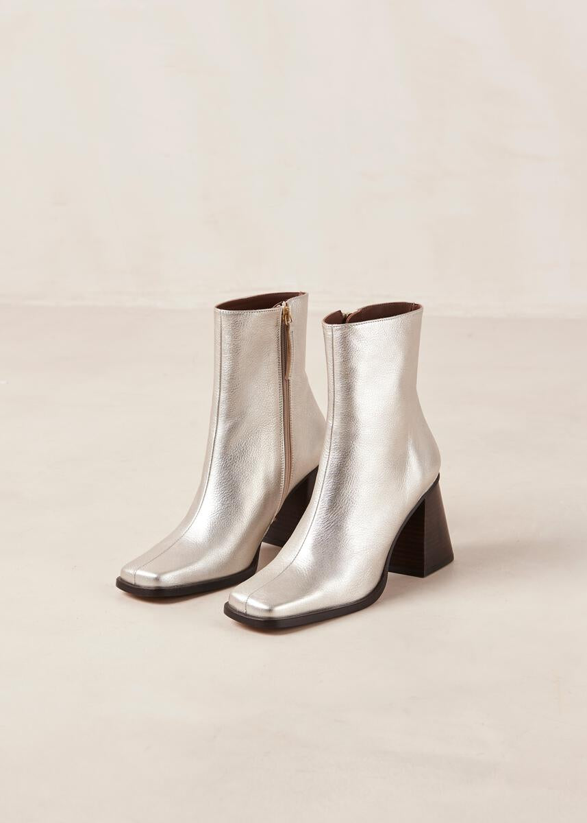 South Shimmer SIlver Leather Ankle Boots