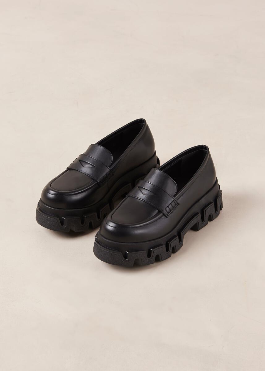 Stella Black Leather Loafers