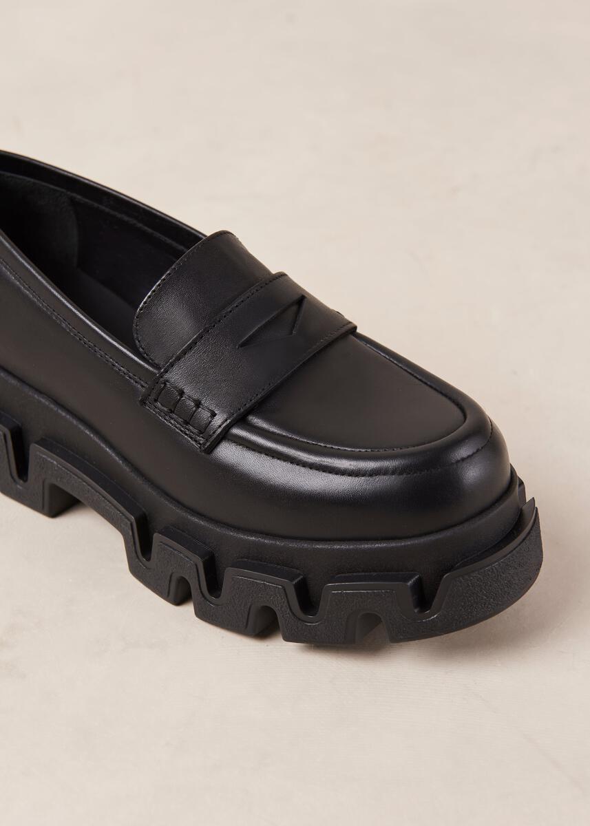 Stella Black Leather Loafers