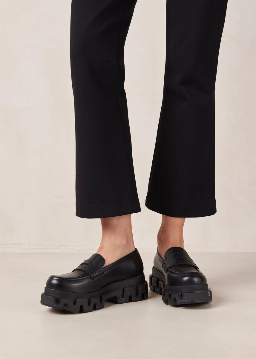 Stella Black Leather Loafers