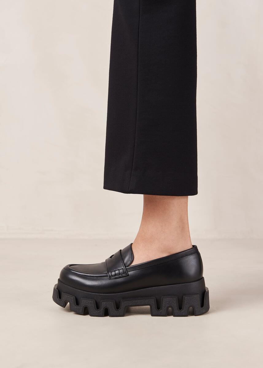 Stella Black Leather Loafers