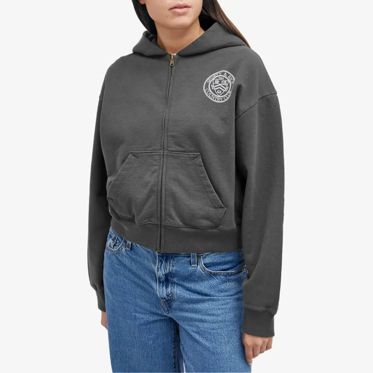 Paris Country Club Zipped Cropped Hoodie