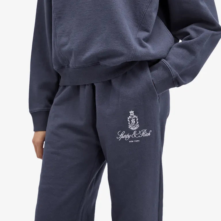 Vendome Embroidered Straight Leg Sweatpant - Navy/White