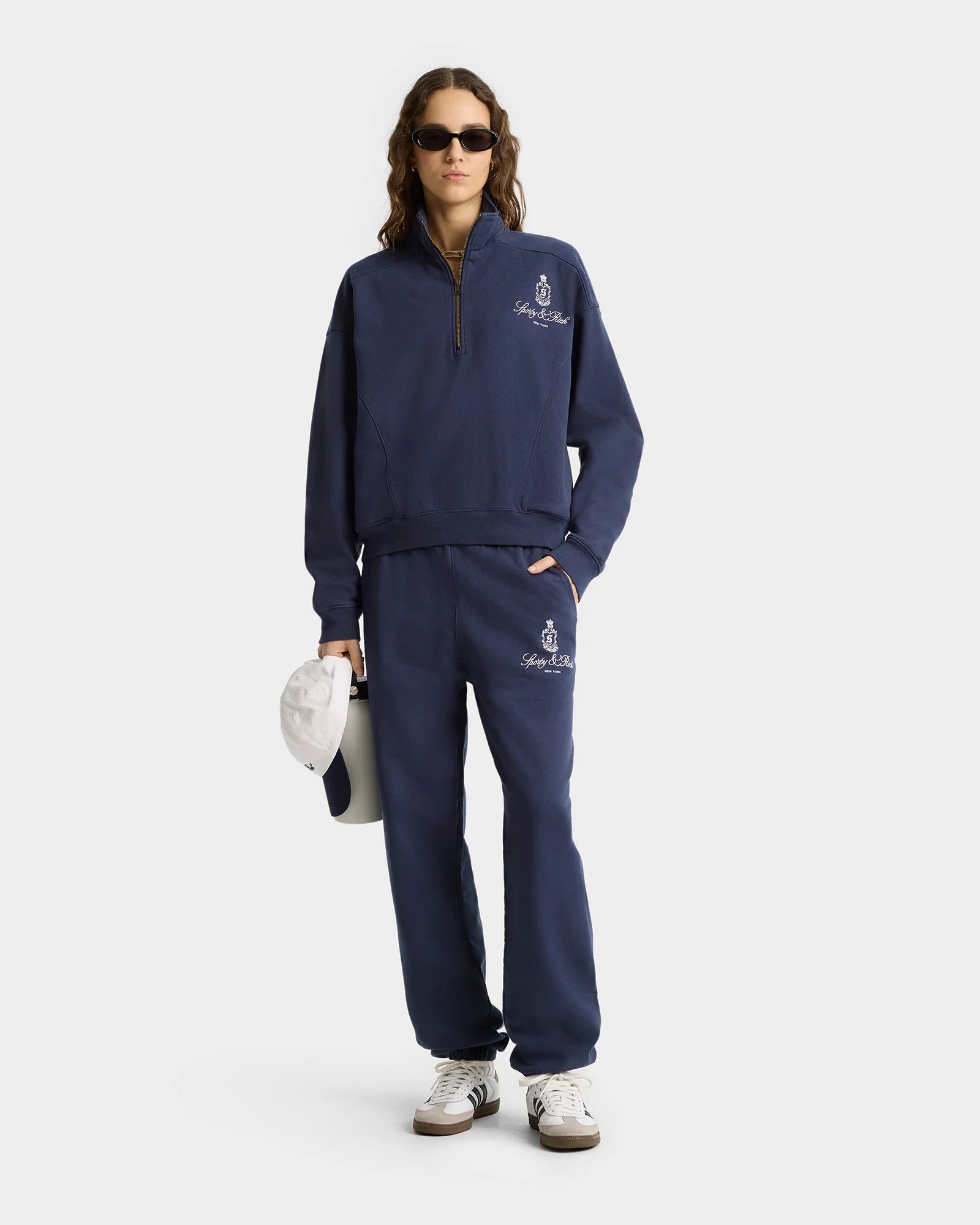 Vendome Embroidered Quarter Zip - Navy/White