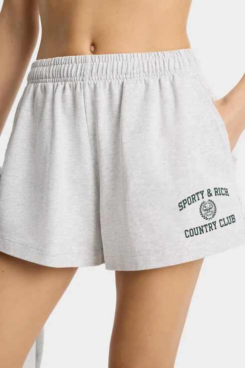 Varsity Crest Disco Short - Heather Grey