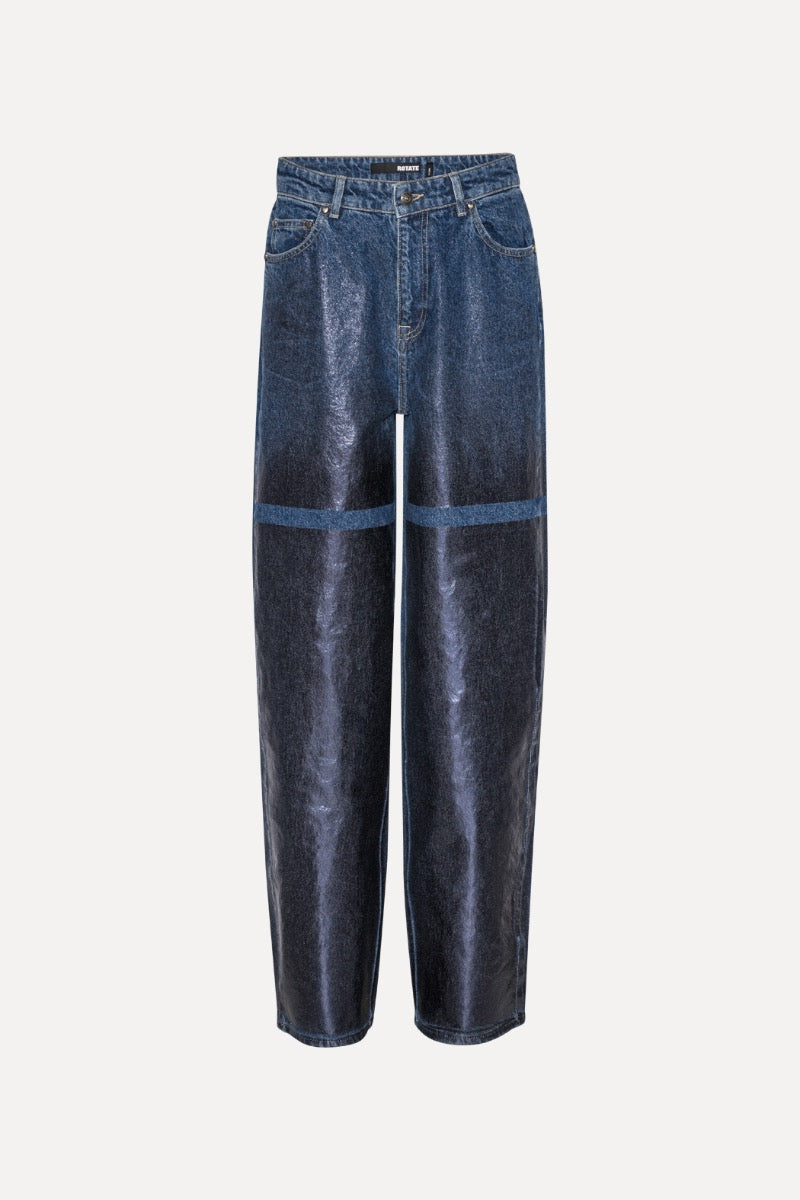 Coated Wide Leg Jeans