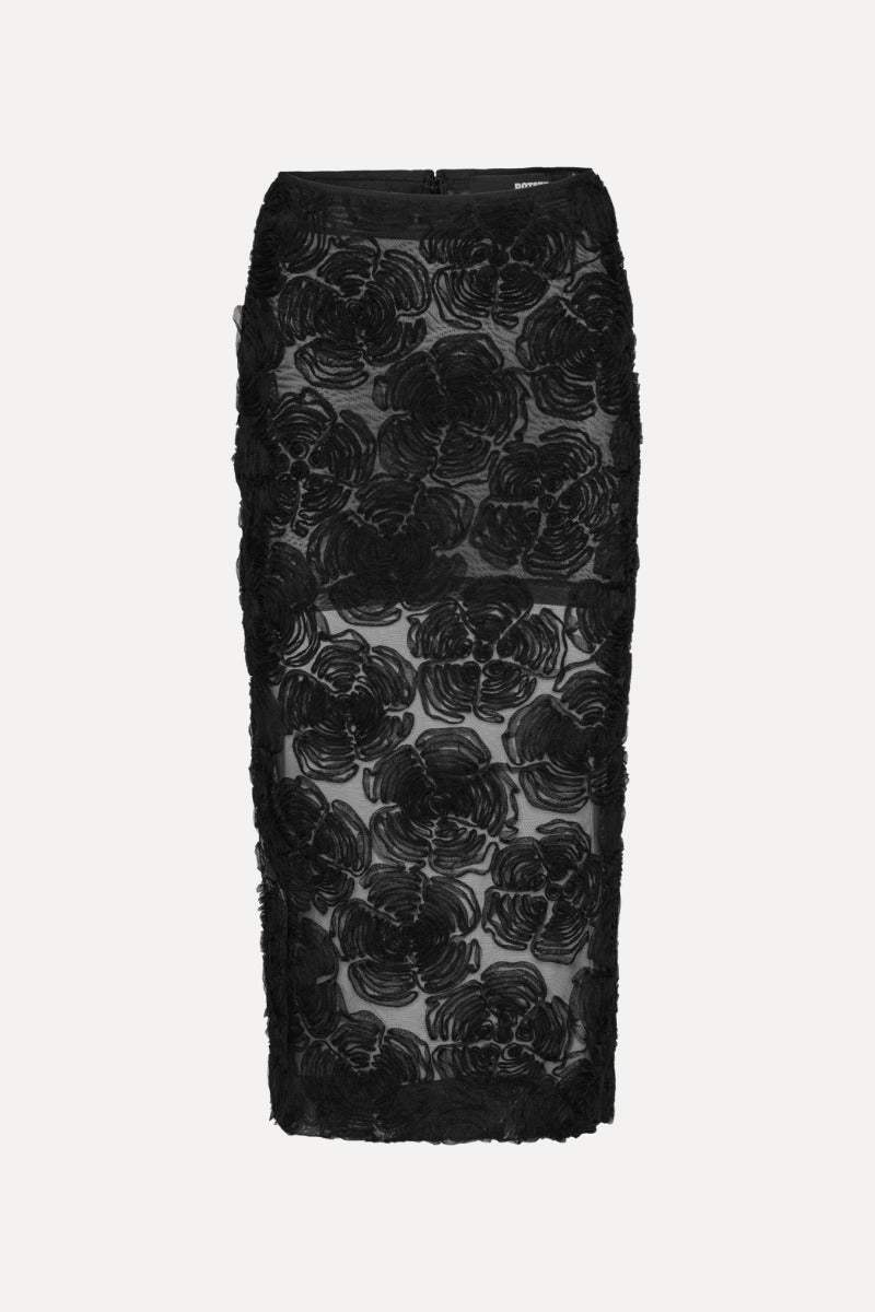 Flower Mesh Pencil Skirt