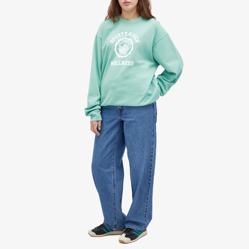 Emblem Crewneck - Aquamarine/White