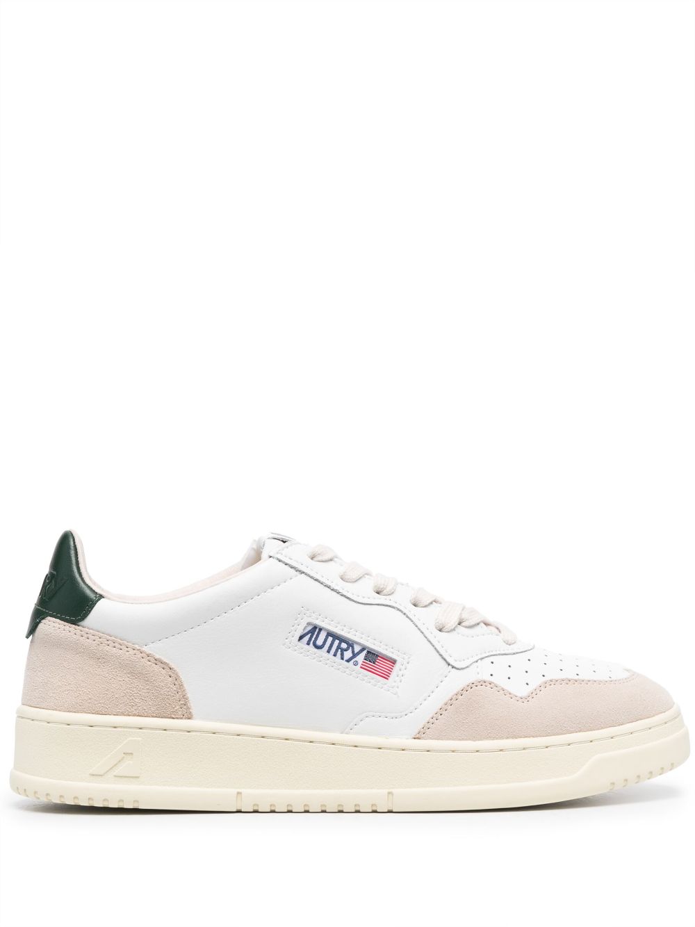 Medalist Low Sneakers in White, Beige and Black Suede and Leather