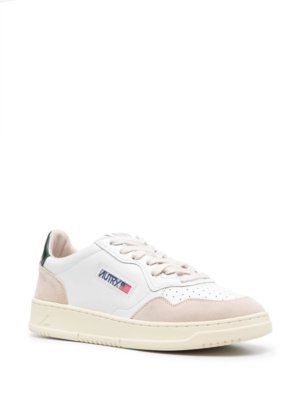 Medalist Low Sneakers in White, Beige and Black Suede and Leather