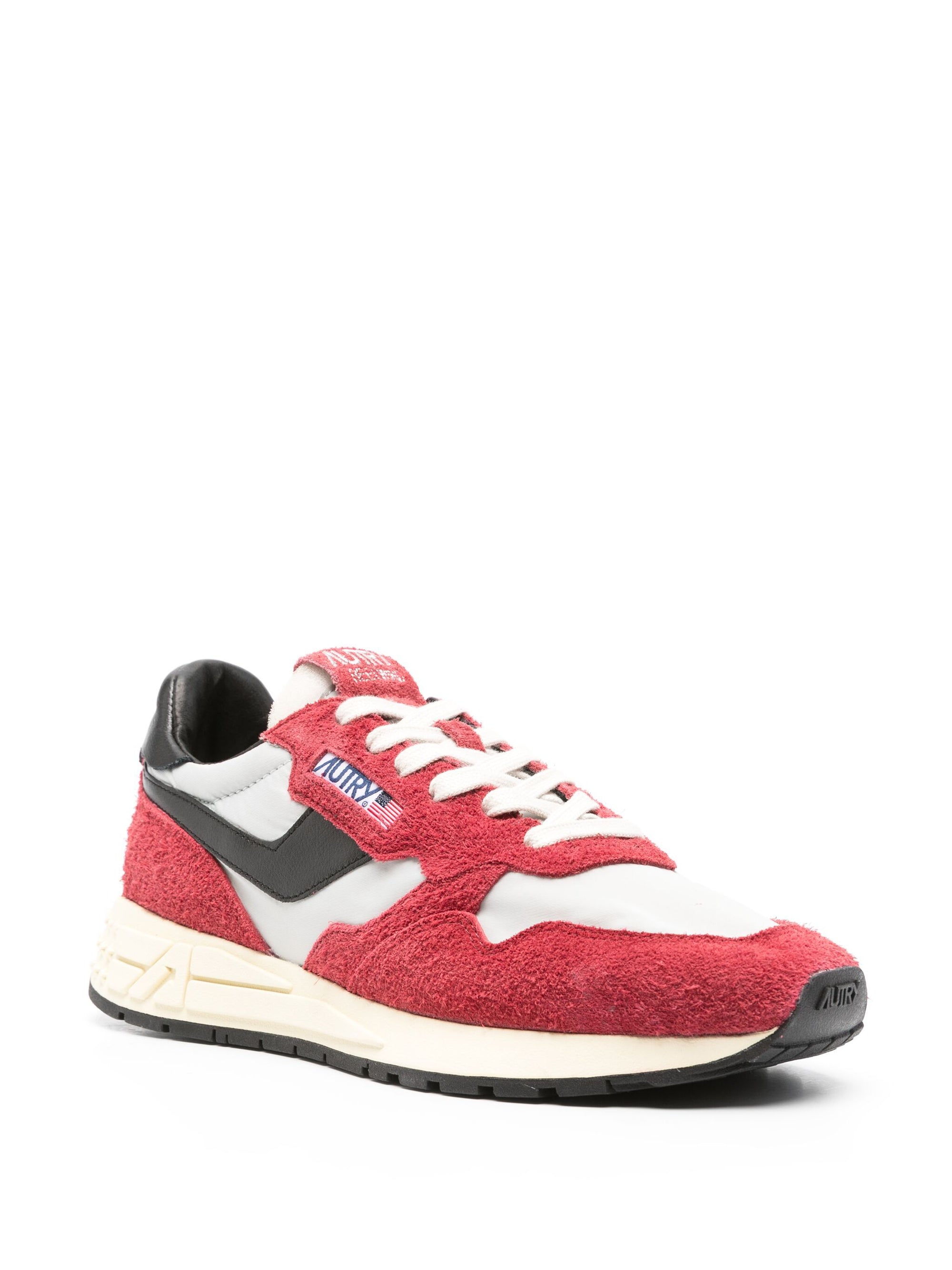 Reelwind Low Sneakers in Cardinal Red and Black Nylon and Suede