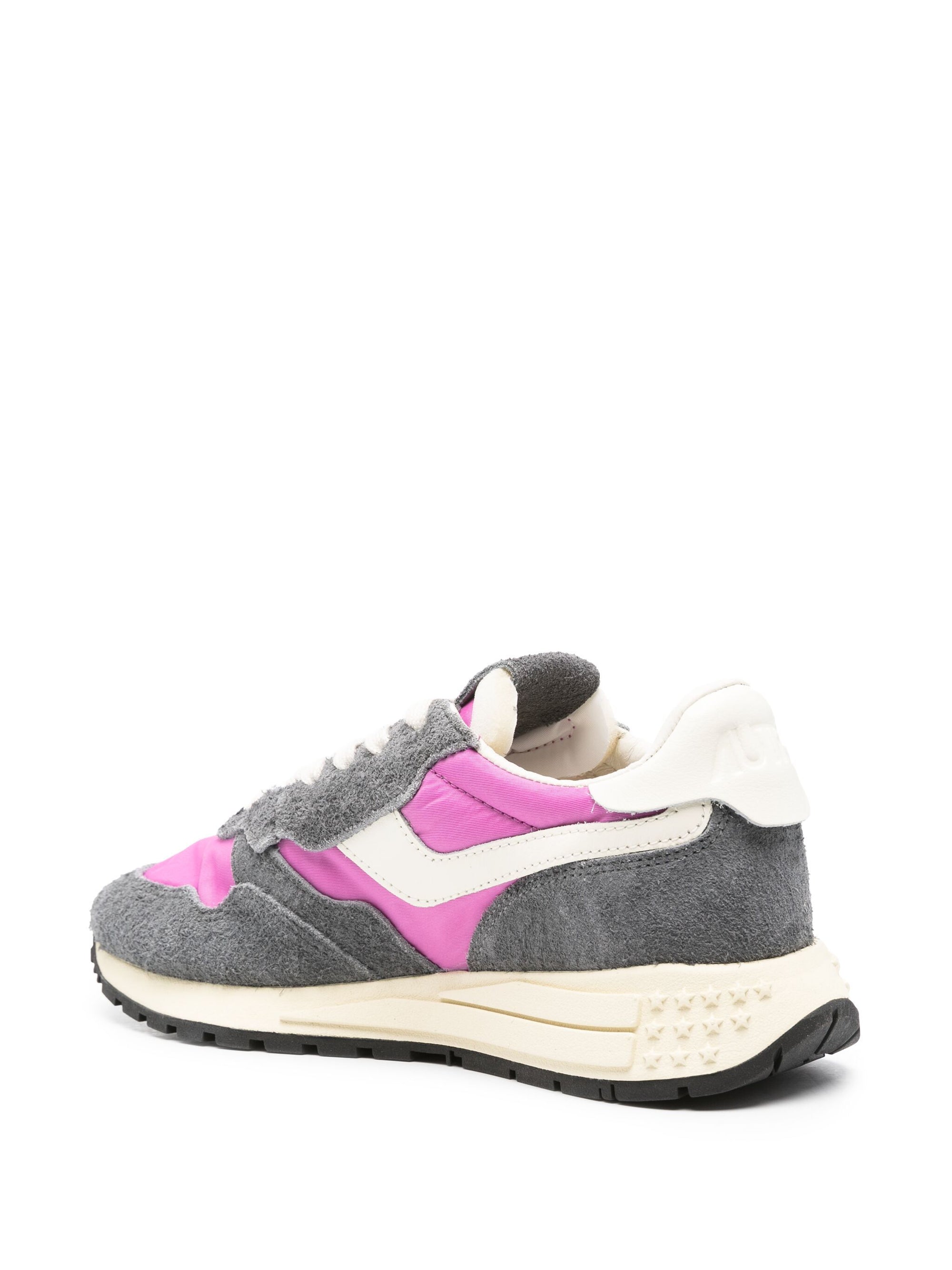 Reelwind Low Sneakers in Grey and Pink Nylon and Suede