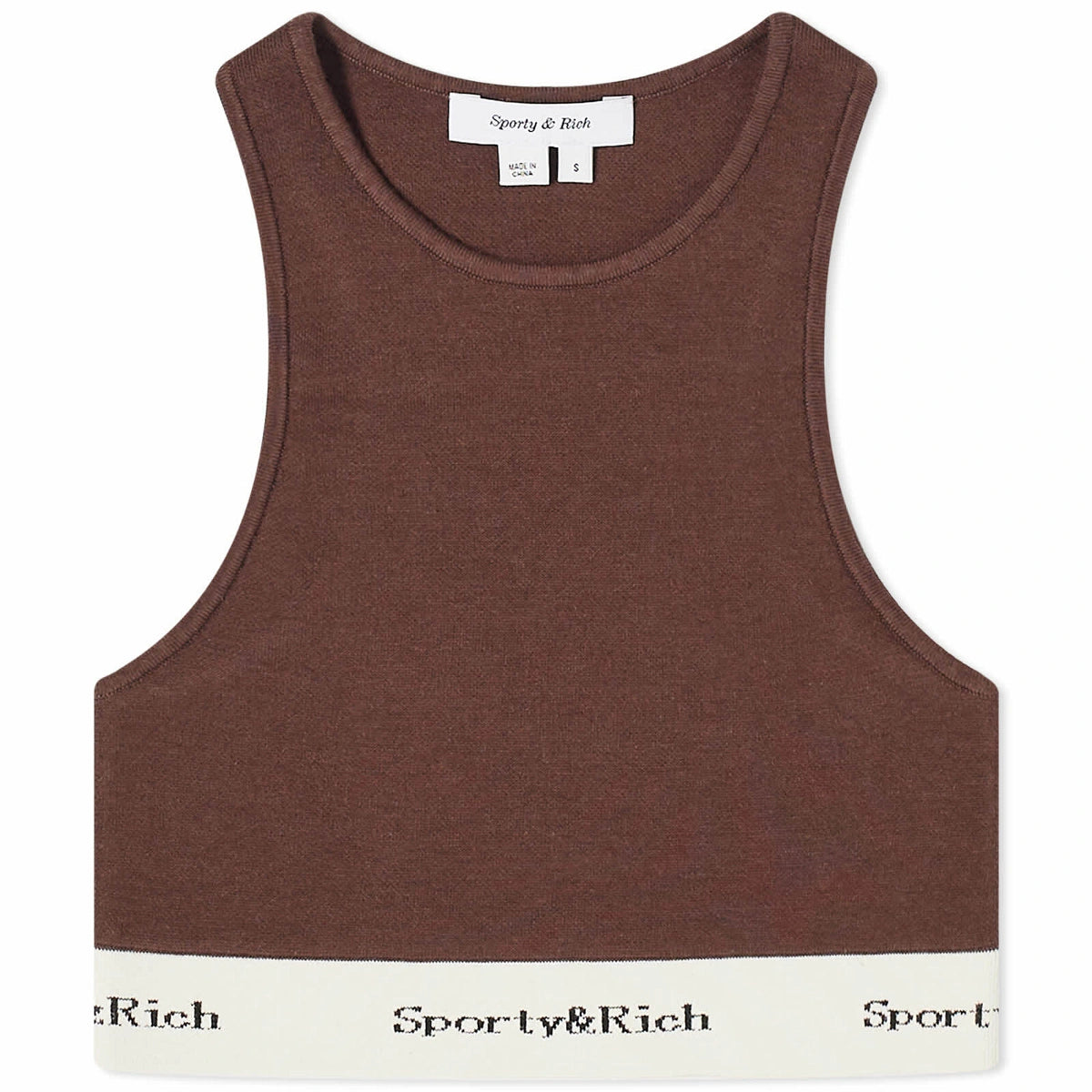 Serif Logo Ribbed Cropped Tank