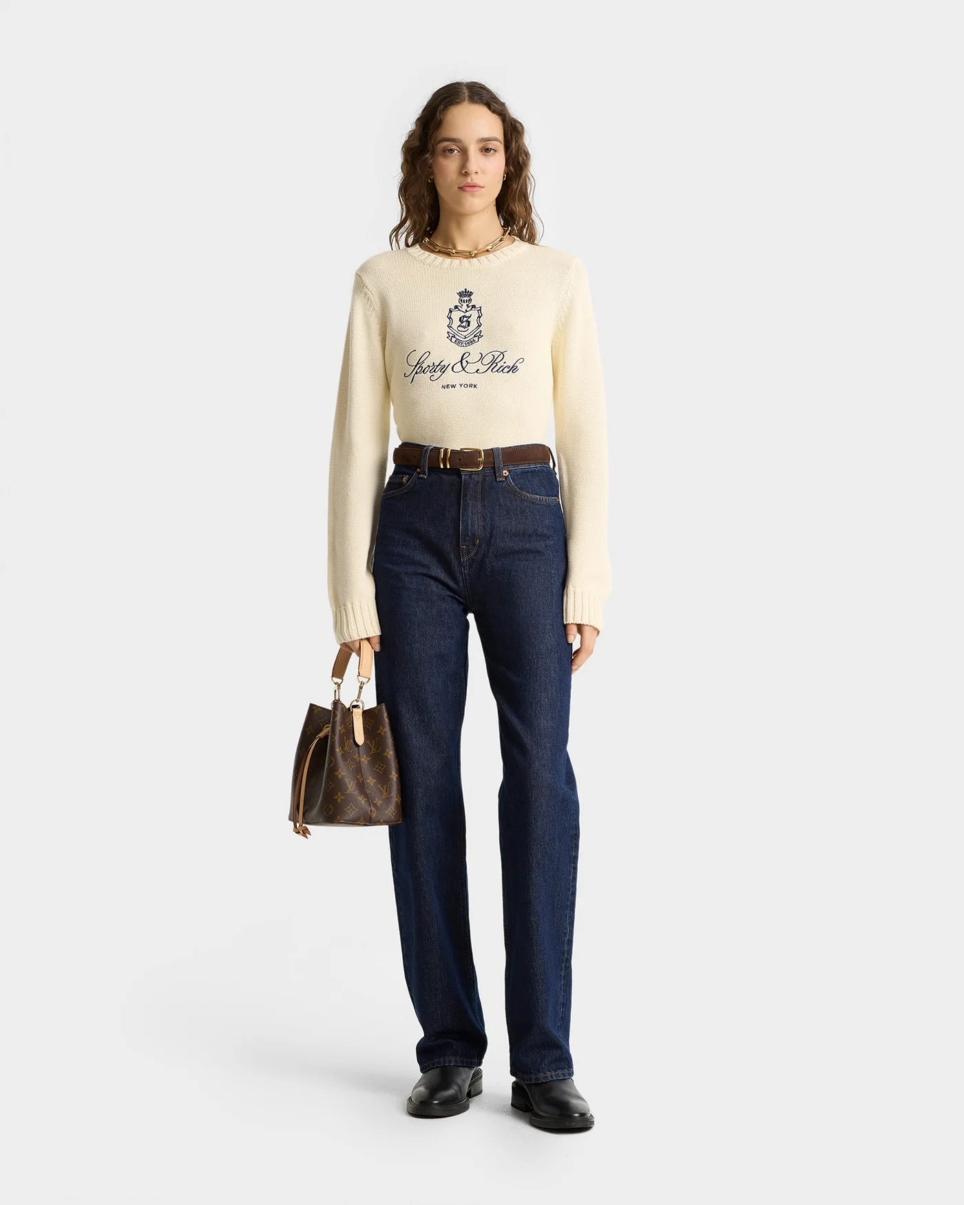 Vendome Knitted Sweater - Ecru/Navy