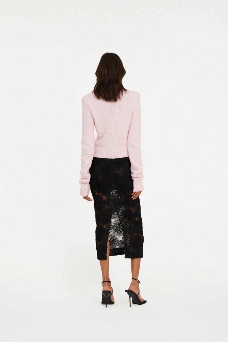 Flower Mesh Pencil Skirt