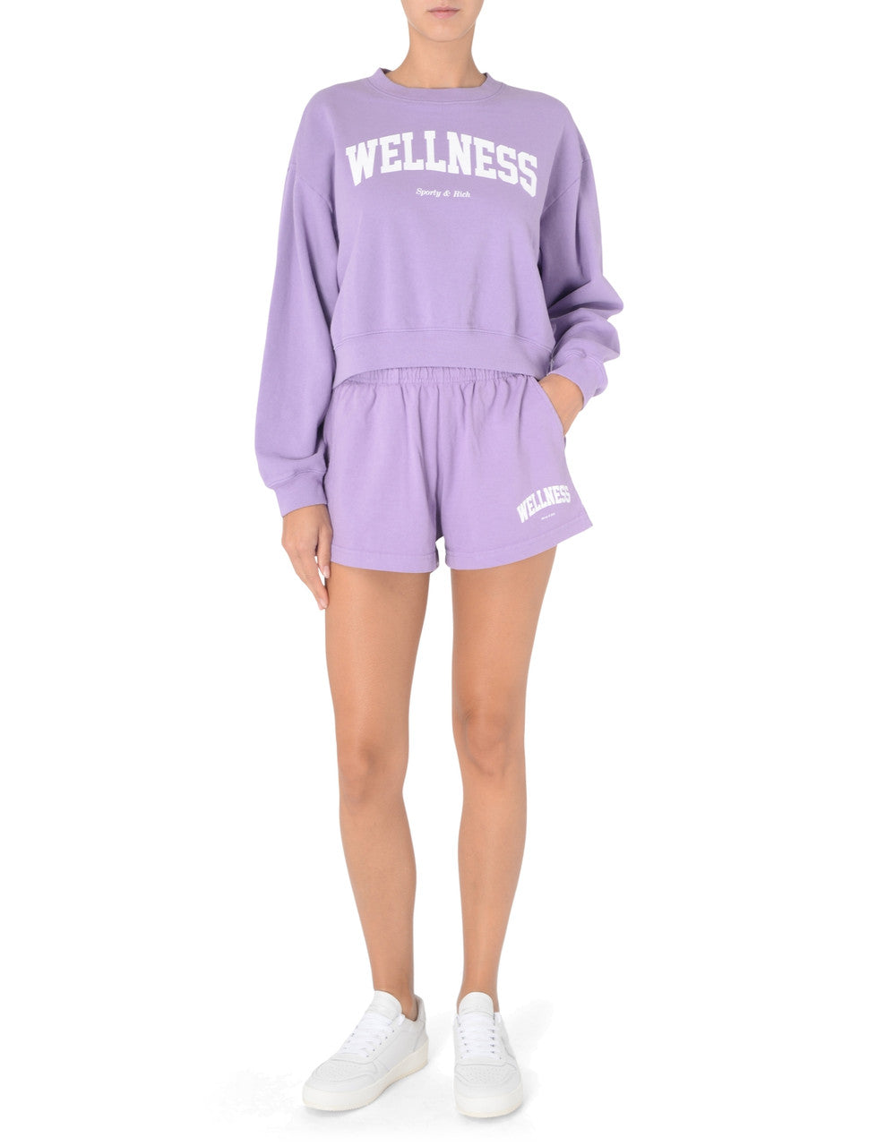 Wellness Ivy Cropped Crewneck - Violet/White