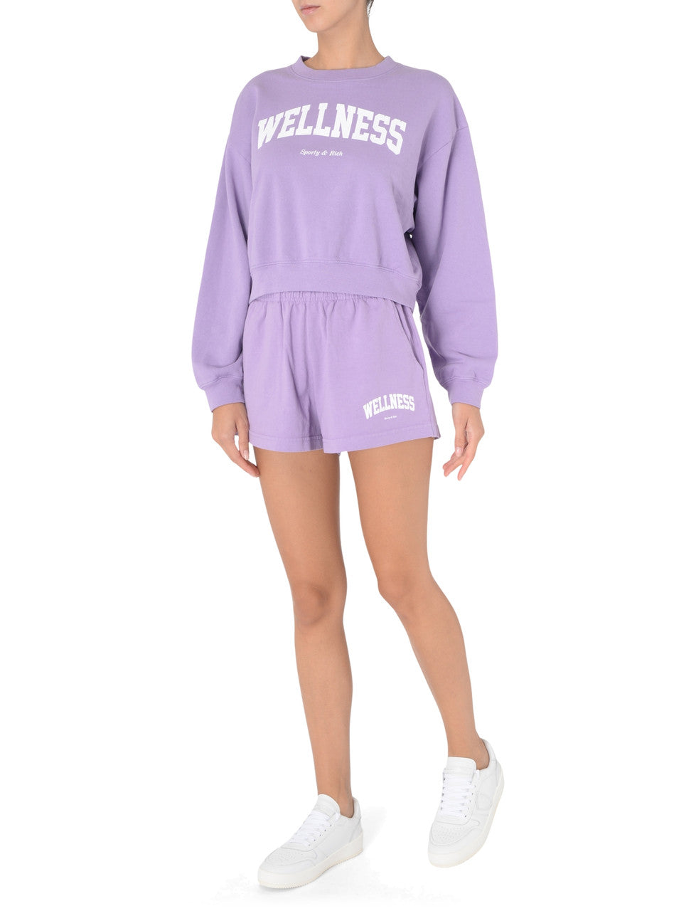 Wellness Ivy Cropped Crewneck - Violet/White