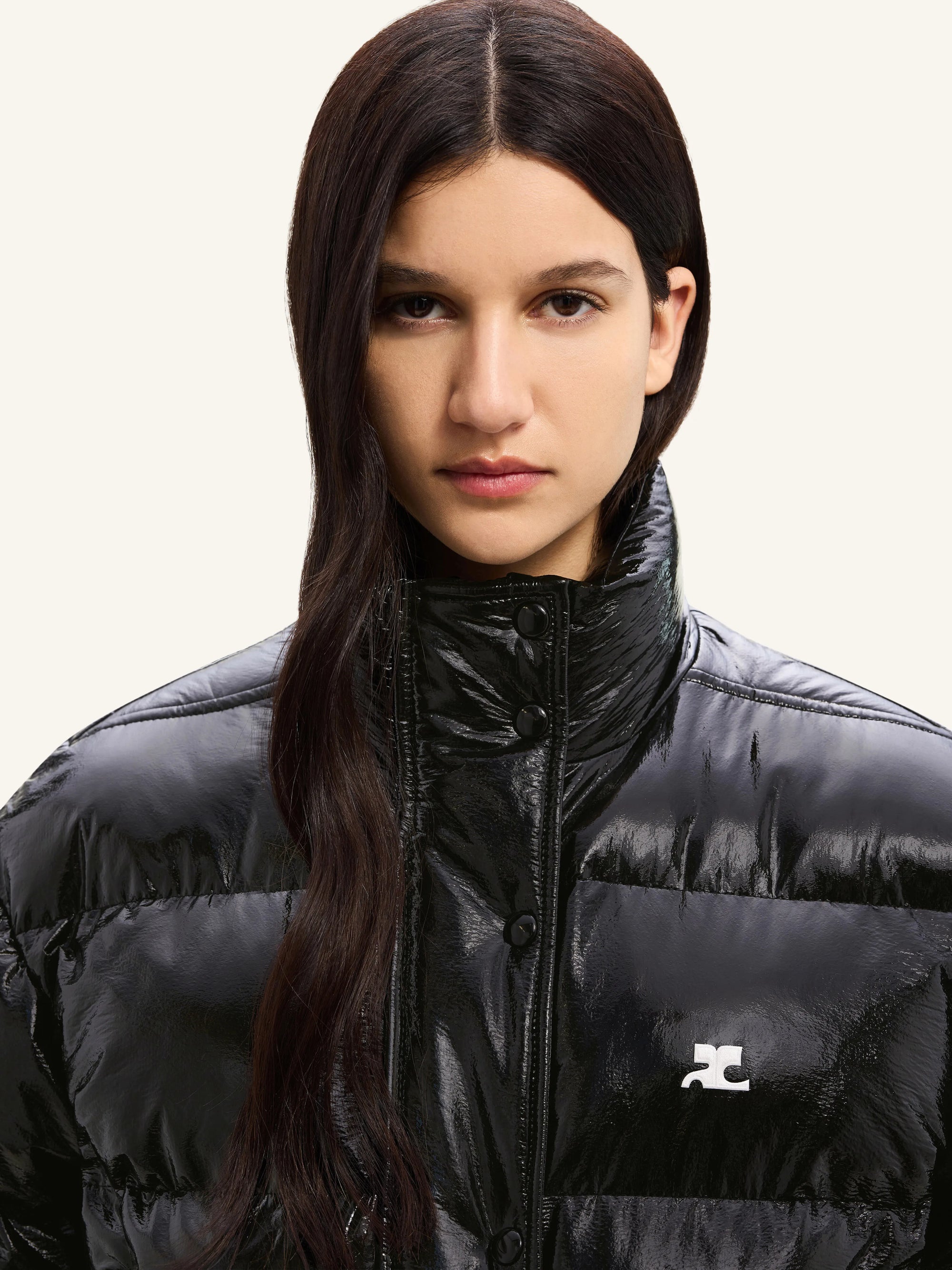 CROPPED VINYL PUFFER JACKET