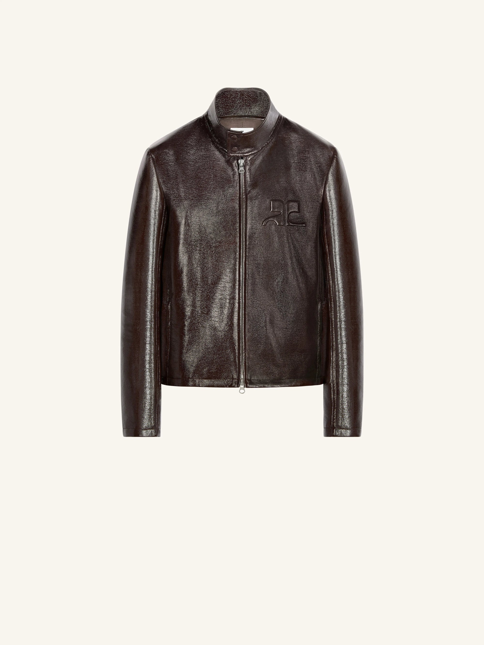 ZIPPED VINYL BIKER JACKET