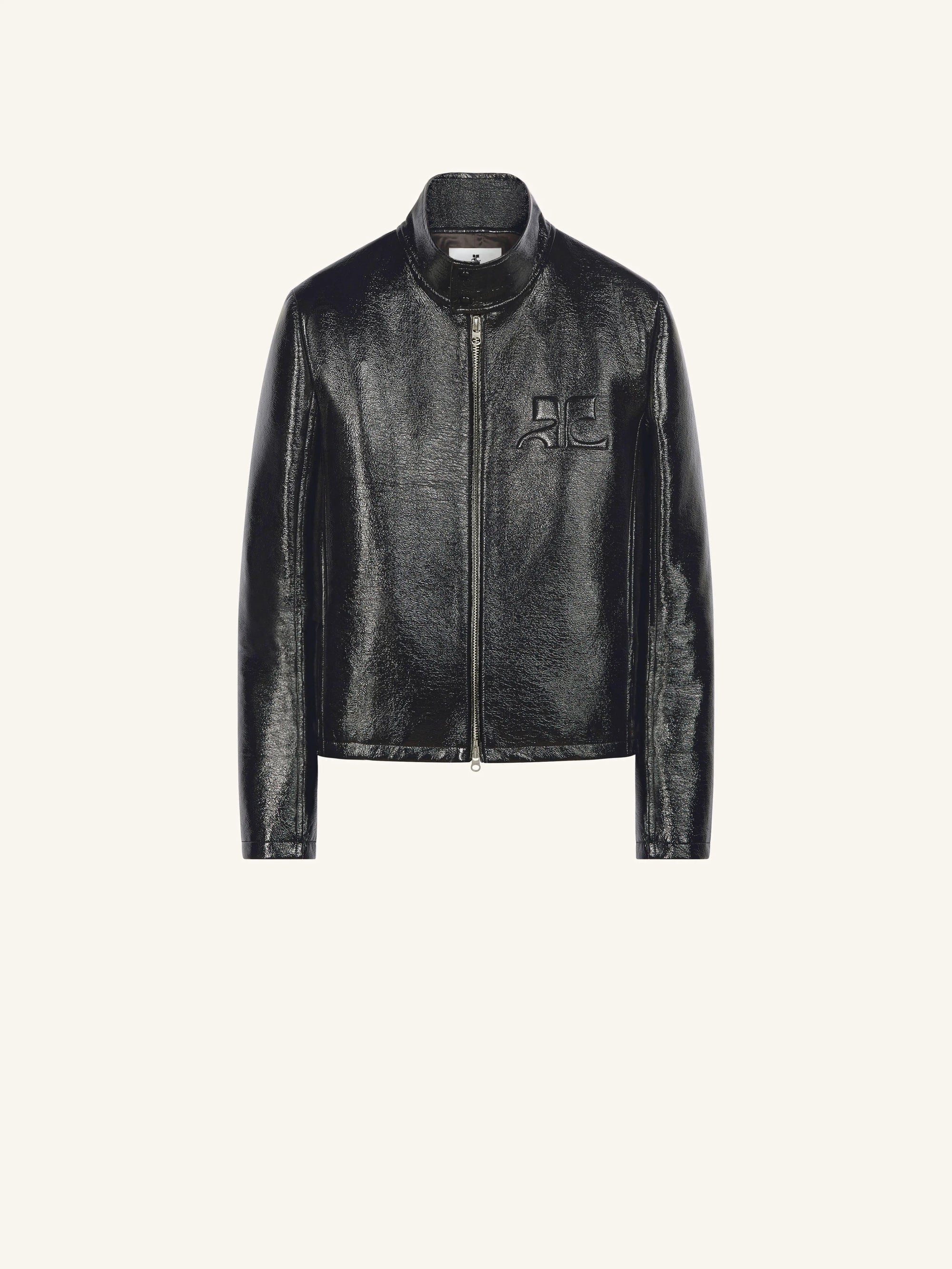 ZIPPED VINYL BIKER JACKET