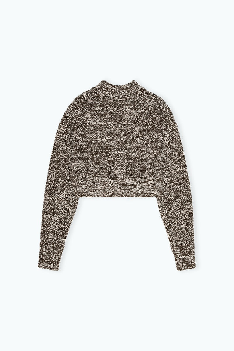 Cropped Knit Sweater Brown